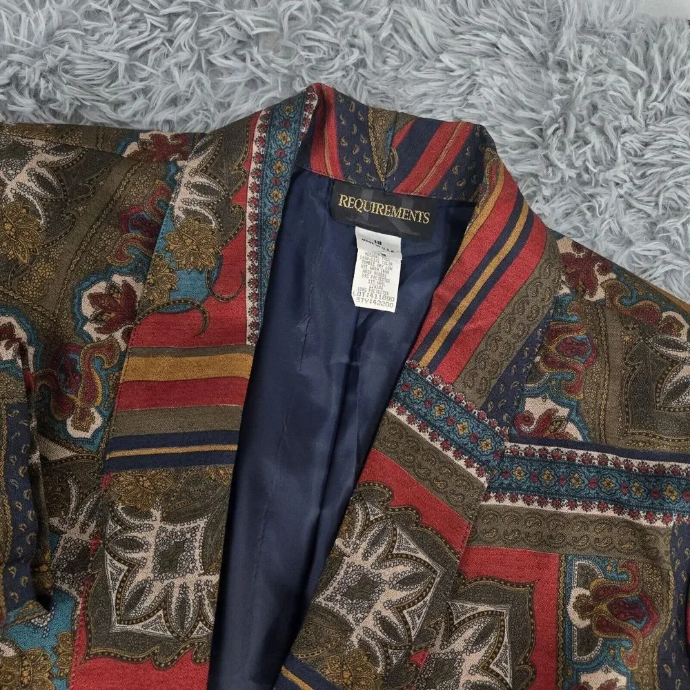 Vintage Requirements 42200 Womens 18 Multicolor Paisley L/S Single Button Jacket